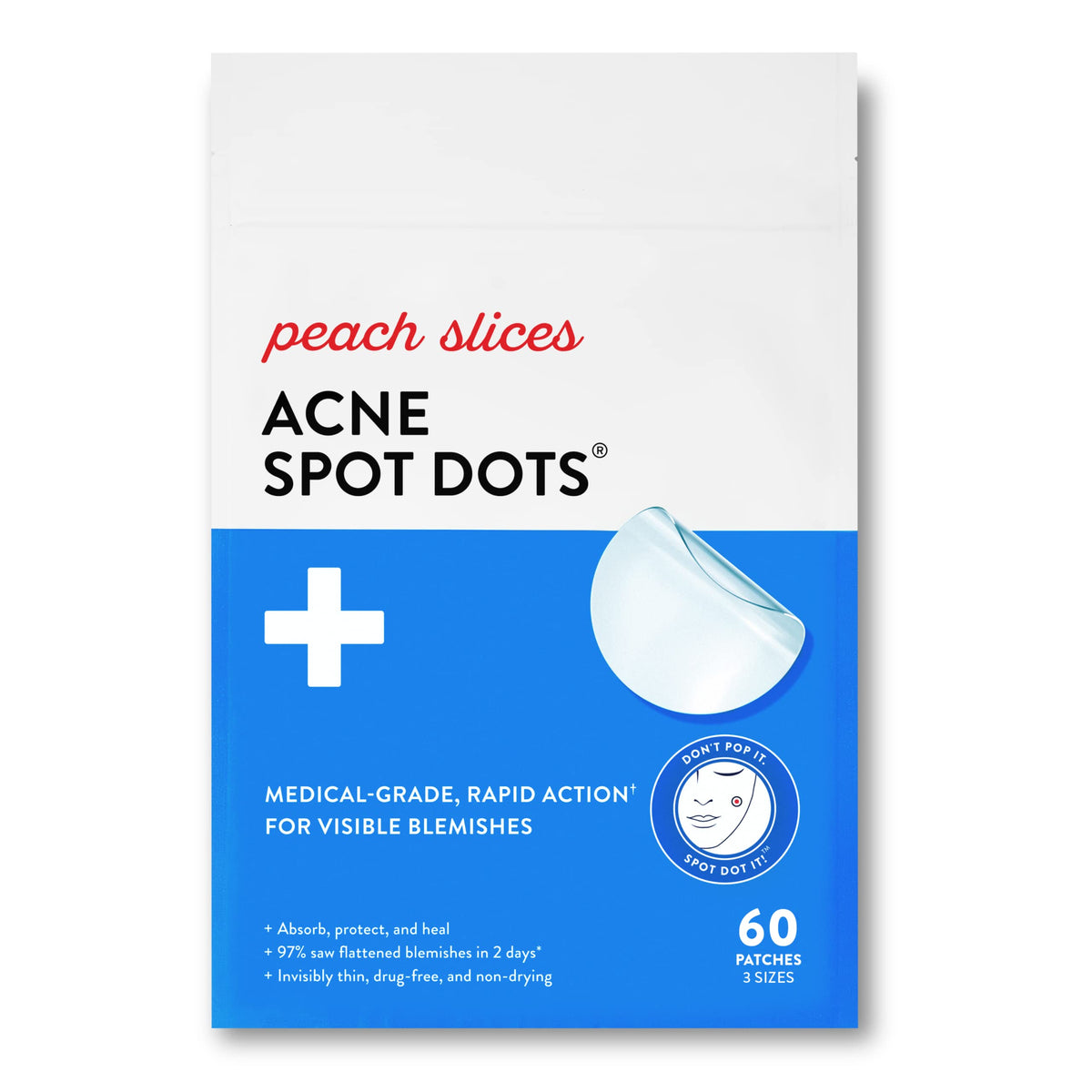 Peach Slices Acne Healing Dots | Hydrocolloid Pimple Patches | Vegan & Cruelty-Free | 3 Sizes | 60 Count